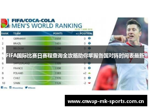 FIFA国际比赛日赛程查询全攻略助你掌握各国对阵时间表最新